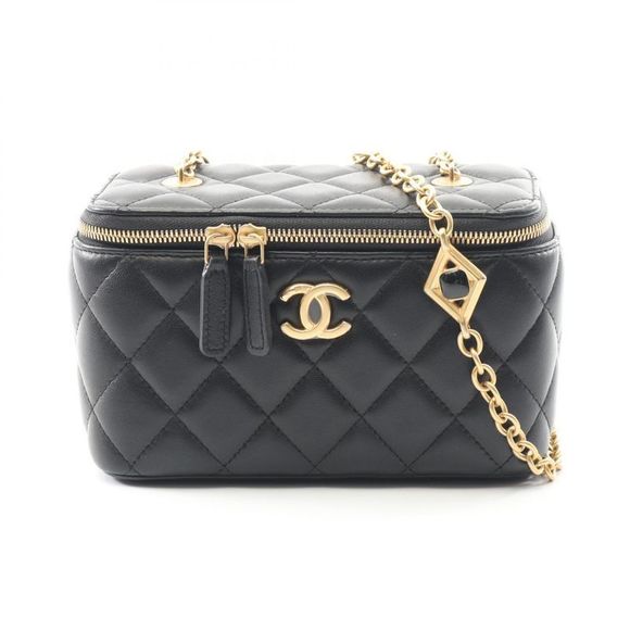 Chanel Handbags - Chanel Shoulder Bag Matelasse Ap3258 Black Lambskin Matelasse Vanity Chain